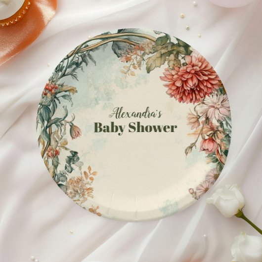 Baby in Bloom-Floral-Wildblume Pappteller