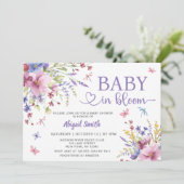 BABY IN BLOOM FLORAL WILDBLUMEN BABY DUSCHE EINLADUNG (Stehend Vorderseite)