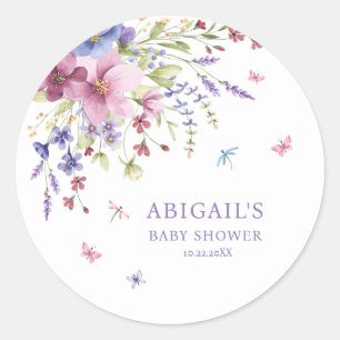 BABY IN BLOOM FLORAL WILDBLUMEN BABY DUSCHE RUNDER AUFKLEBER