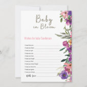 Baby in Bloom Floral Wünsche für Babydusche (Vorderseite)