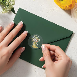 Baby in Bloom Floral Yellow Rain Boot Vielen Dank Runder Aufkleber