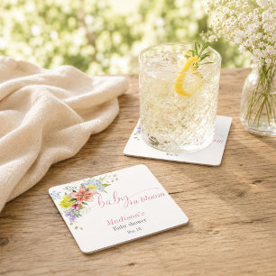 Baby in Bloom Florale Baby-Party-Papier-Untersetze Rechteckiger Pappuntersetzer