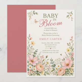 Baby in Bloom Florale Babyparty-Einladung Einladung
