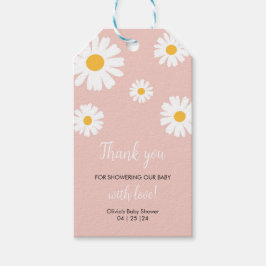 Baby in Bloom, florale Daisy Girl Babydusche Geschenkanhänger