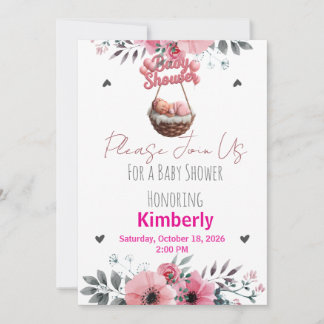 Baby in Bloom florale Lilien Mädchen Baby Shower E Einladung