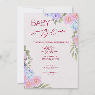Baby in Bloom Florale Wasserfarben-Baby-Shower-Ein Einladung