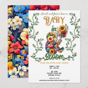 Baby in Bloom Florale Weinblatt Baby-Party Einladung