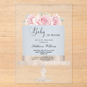 Baby in Bloom Floraler Baby Shower Cake  Acryleinladungen