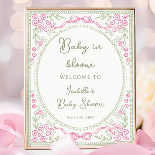 Baby in Bloom Florales Babyshower-Willkommen Poster