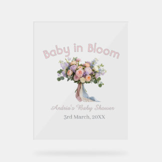 Baby in Bloom Florales Bouquet Baby Shower Retro R Acrylschild