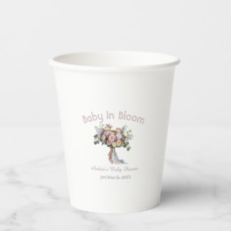 Baby in Bloom Florales Bouquet Baby Shower Retro R Pappbecher