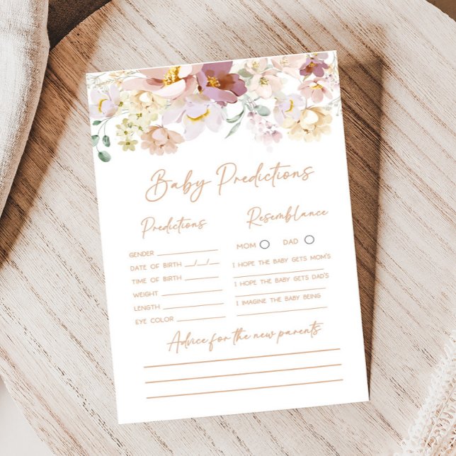Baby in Bloom Florals Baby Predictions Game (Spring Wildflower Baby Shower Baby Predictions Game)