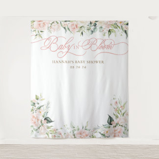Baby in Bloom Florals Baby Shower Backdrop Wandteppich