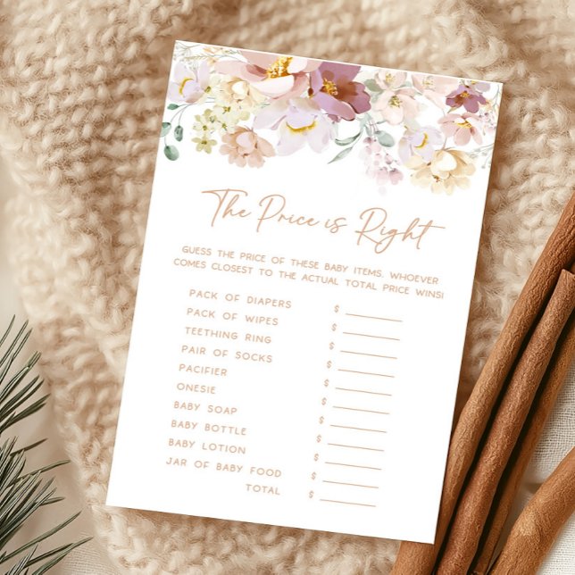 Baby in Bloom Florals Der Preis ist das richtige S (Spring Wildflower Baby Shower The Price is Right Game)