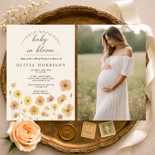 Baby In Bloom Foto Boho-Baby-Party  Einladung