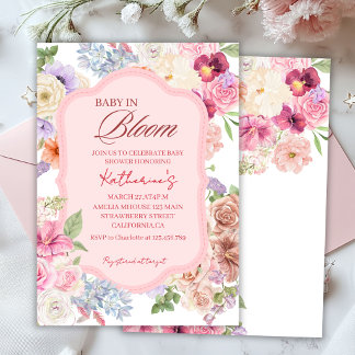 Baby in Bloom Frühlings-Blumen Mädchen Baby Shower Einladung