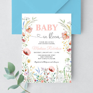 Baby in Bloom Frühlingsblumen Babyparty Einladung