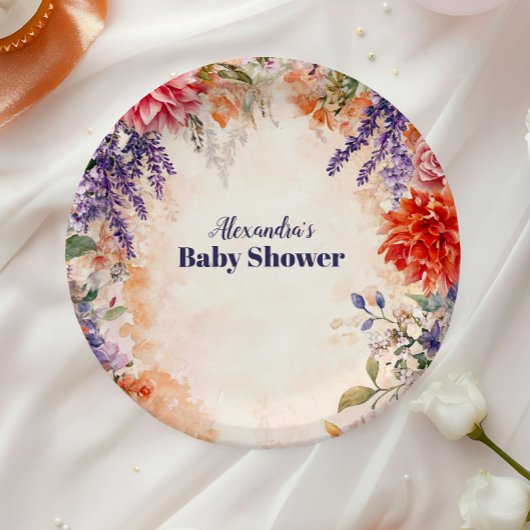 Baby in Bloom Garden Baby Dusche Pappteller