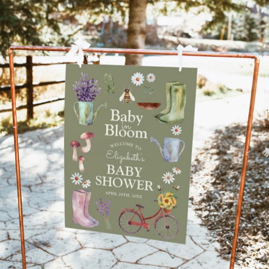 Baby in Bloom Garden Babydusche Begrüßungszeichen Poster