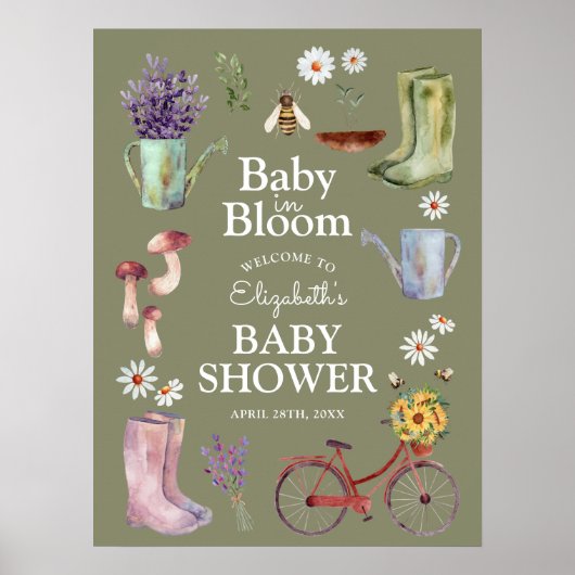 Baby in Bloom Garden Babydusche Begrüßungszeichen Poster (Vorne)