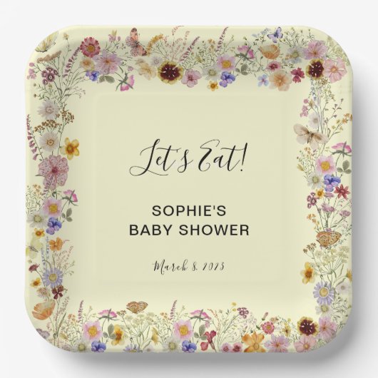 Baby in Bloom Garden Butterflies Babydusche Pappteller (Vorderseite)