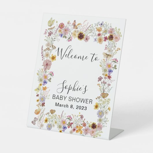 Baby in Bloom Garden Butterflies Babydusche Sockelschild (Vorderseite)