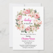 Baby in Bloom Garland Rose Kinderdusche Einladung (Vorderseite)