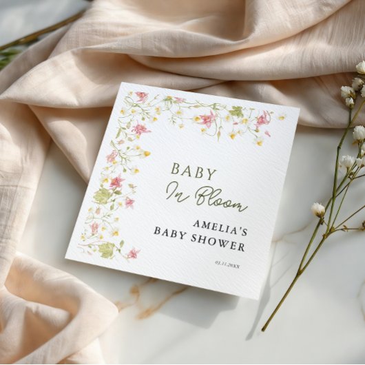 Baby In Bloom Garten Script Blumen Serviette