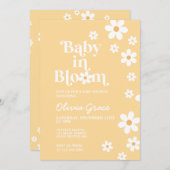 Baby in Bloom gelb Daisy Baby Dusche Einladung (Vorne/Hinten)