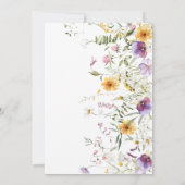 Baby in Bloom Gelb & VIiolet Wildblumen Dusche Einladung (Rückseite)