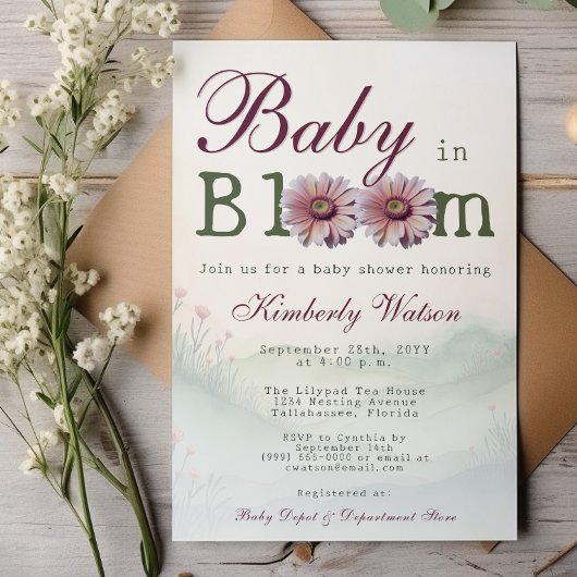 Baby in Bloom Gerber Daisies Baby Shower Einladung