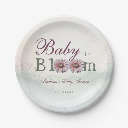 Baby in Bloom Gerber Daisies Baby Shower Pappteller (Vorderseite)