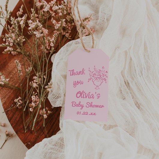 Baby in Bloom Gezeichnet Bloral Bouquet Babydusche Geschenkanhänger