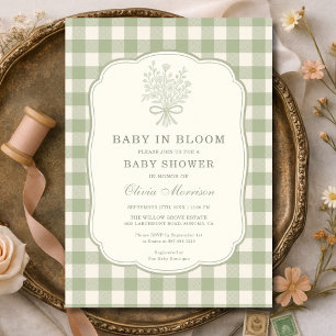 Baby in Bloom Gingham-Baby-Party Einladung