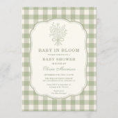 Baby in Bloom Gingham Baby Shower Einladung (Vorderseite)