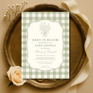 Baby in Bloom Gingham Paare Baby Shower Einladung