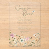 Baby in Bloom Girl Baby Shower Acryleinladungen (Vorderseite)