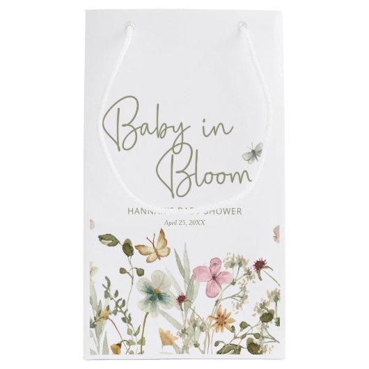 Baby in Bloom Girl Baby Shower Kleine Geschenktüte (Rückseite)