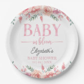 Baby in Bloom – Girl Baby Shower, Pink Flowers Pappteller (Vorderseite)