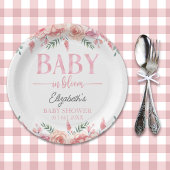 Baby in Bloom – Girl Baby Shower, Pink Flowers Pappteller