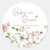 Baby in Bloom Girl Wildblume Babydusche Runder Aufkleber (Vorderseite)