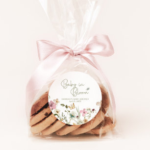 Baby in Bloom Girl Wildblume Babydusche Runder Aufkleber