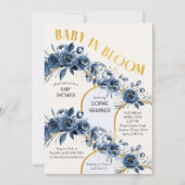 Baby in Bloom Gold Arch Blue Rose Baby Dusche Einladung (Vorderseite)