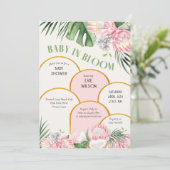 Baby in Bloom Gold Arch Pink Protea Babydusche Einladung (Stehend Vorderseite)
