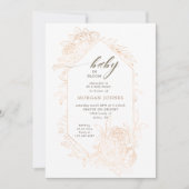 Baby in Bloom Gold Blumendusche Einladung (Vorderseite)