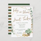 Baby in Bloom Gold Frame, Grüne Baby Dusche Einladung (Vorne/Hinten)