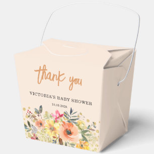 Baby in Bloom Gold Orange Babyparty Geschenkschachtel