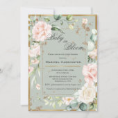 Baby in Bloom Green Floral Elegante Babydusche Einladung (Vorderseite)