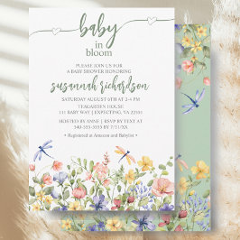 Baby in Bloom Green Wildblume Babydusche Einladung