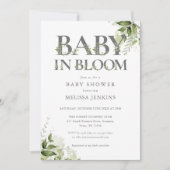 Baby in Bloom Greenery Bloral Baby Dusche Einladung (Vorderseite)